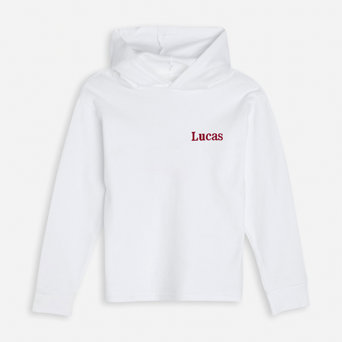 Embroidered White Hooded Top