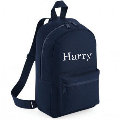 Embroidered Mini Navy Backpack