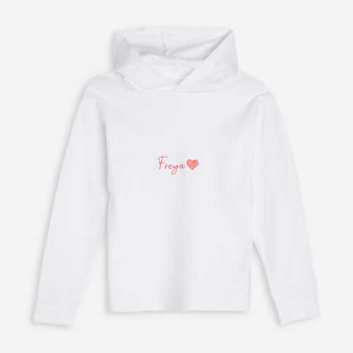 Embroidered Heart Hooded Top