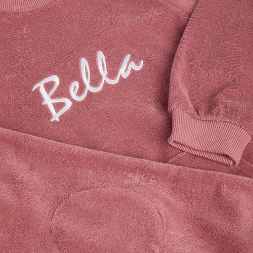 Embroidered Pink Towelling Cotton Lounge Set