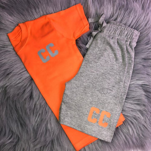 Personalised Orange & Grey Summer Set