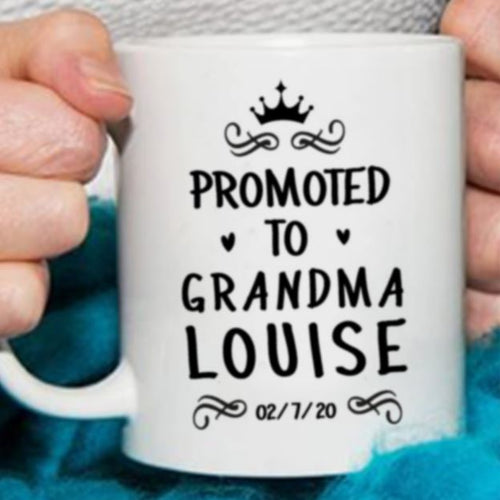 Personalised Promoted To Grandma Mug