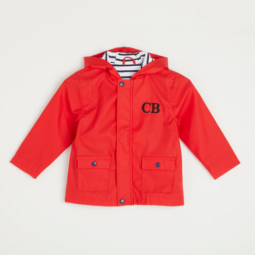 Embroidered Red Rain Jacket