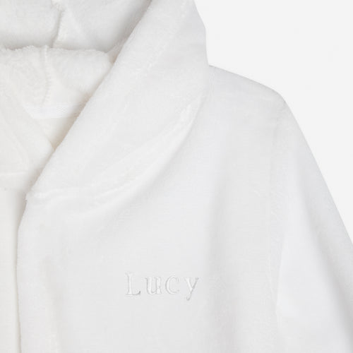 Embroidered White Classic Dressing Gown