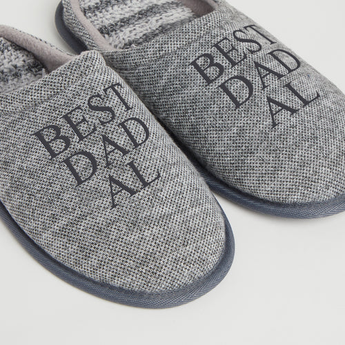 Personalised Mens Grey Tweed Slippers