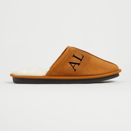 Personalised Mens Tan Slippers