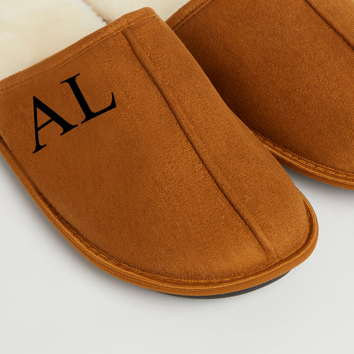 Personalised Mens Tan Slippers