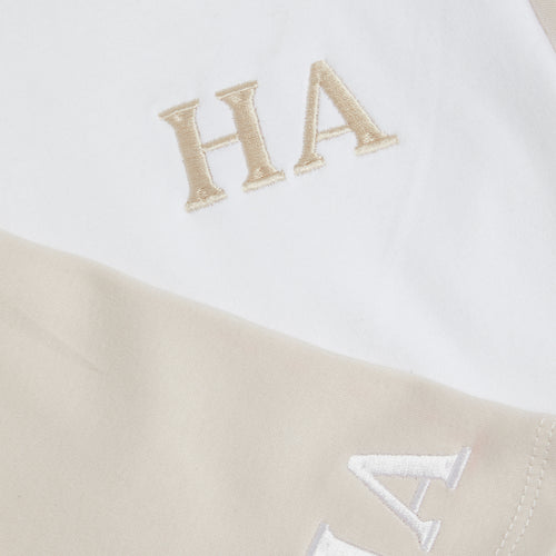 Embroidered Stone & White Raglan Summer Set