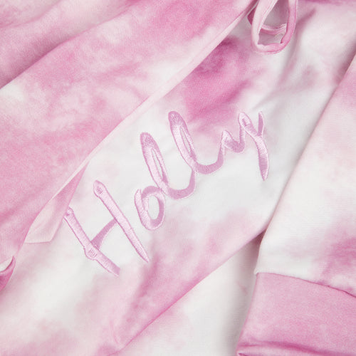 Embroidered Pink Tie Dye Lounge Set