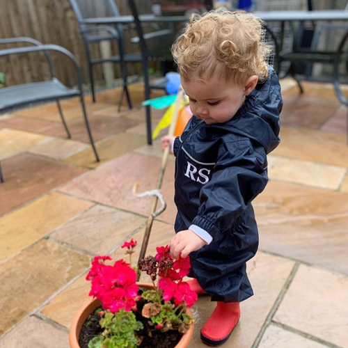 Embroidered Navy Puddle Suit