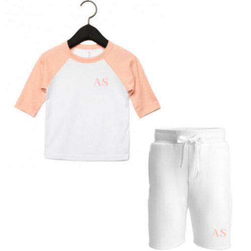 Embroidered Peach & White Summer Set