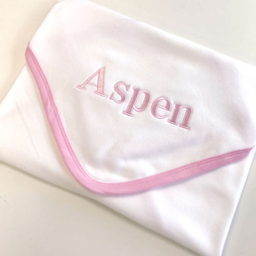 Embroidered Pink White Blanket