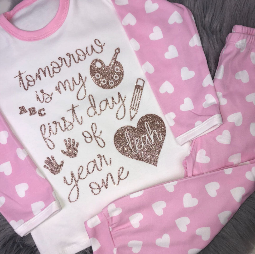 Childrens Personalised First Day Pyjamas Dollymix Boutique Dollymix Boutique Store