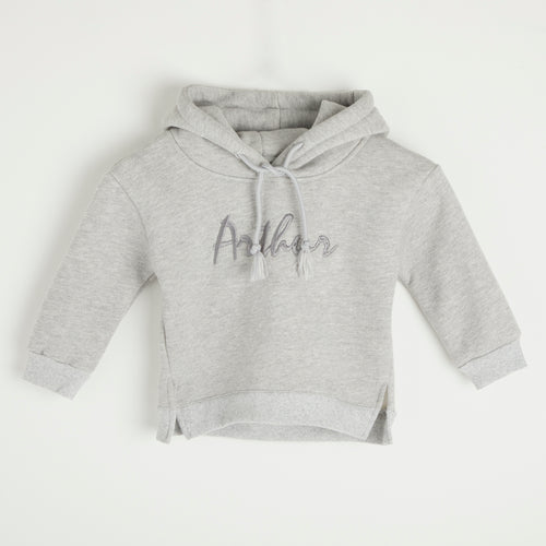 Embroidered Grey Bunny Ear Hoodie