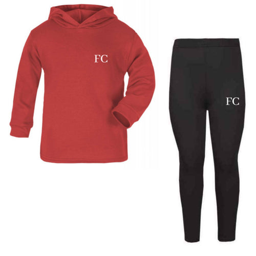 Red & Black Hooded Lounge Set