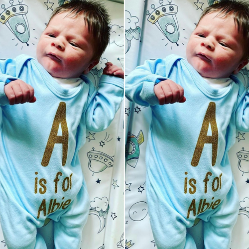 Personalised Alphabet Babygrow Hat Set