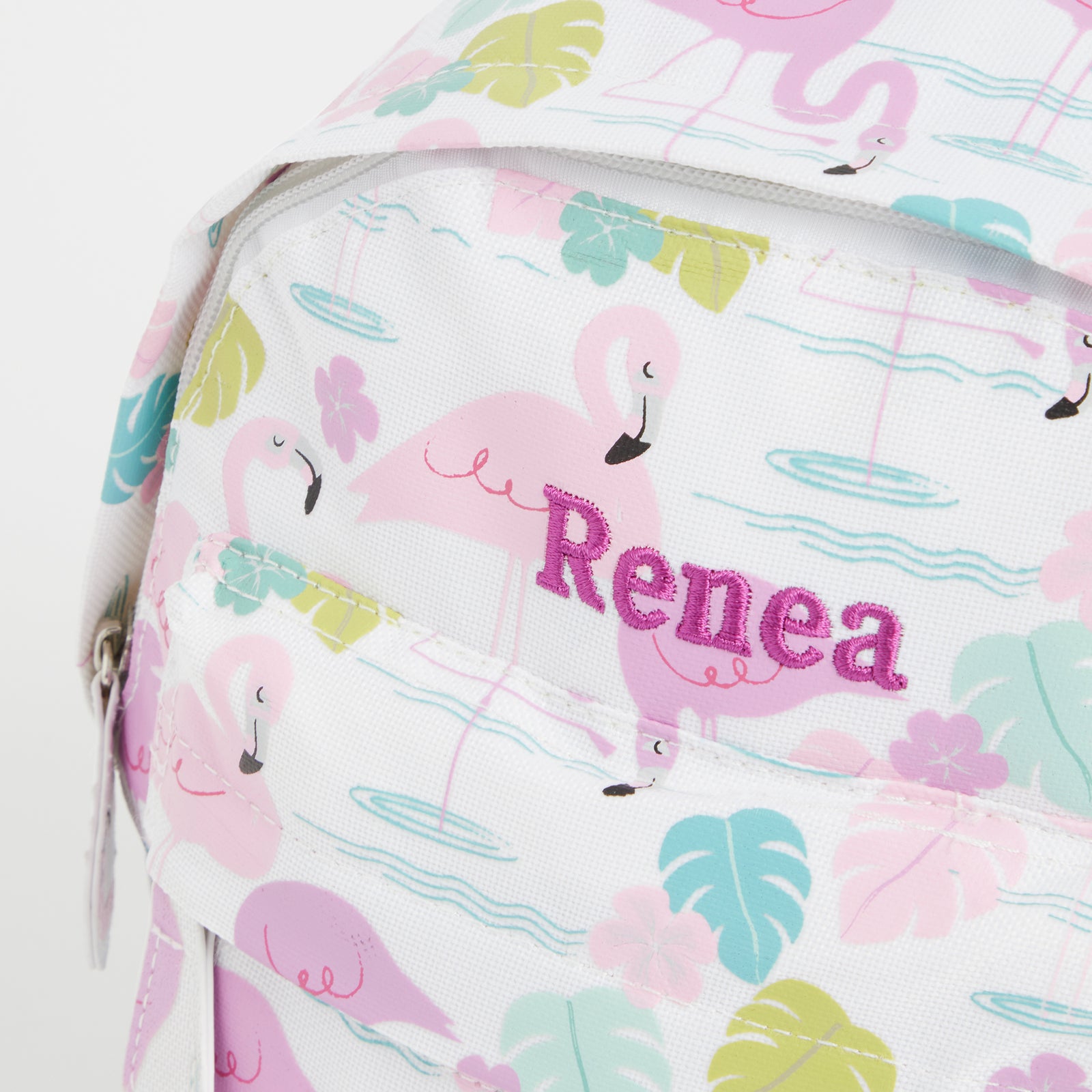 Embroidered Mini Flamingo Backpack