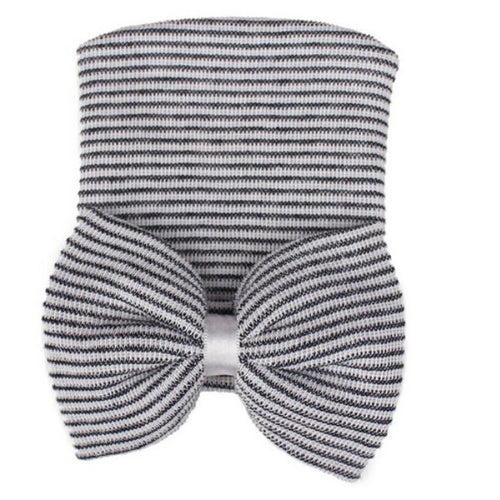 Black Striped Bow Hat