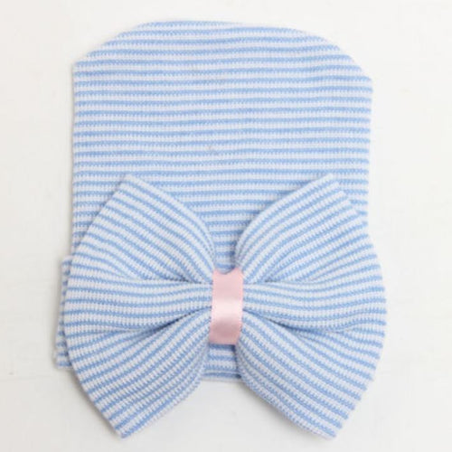 Blue Striped Bow Hat