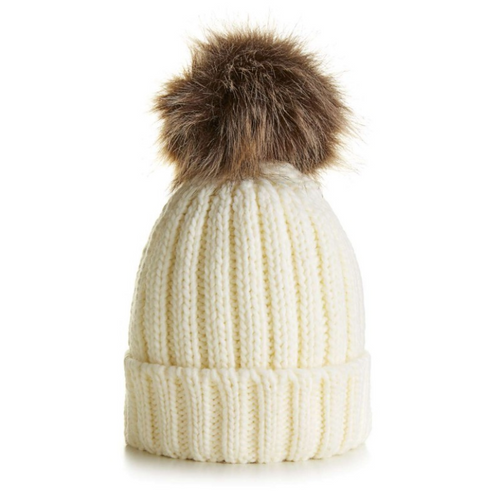 Cream Pom Pom Hat