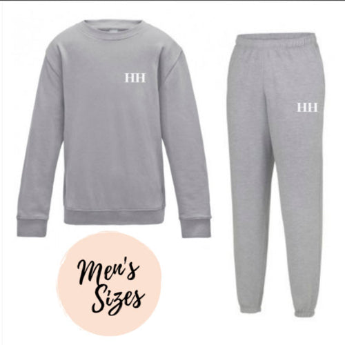 Embroidered Mens Grey Lounge Set