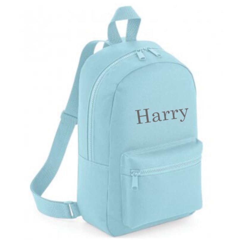 Embroidered Mini Blue Backpack