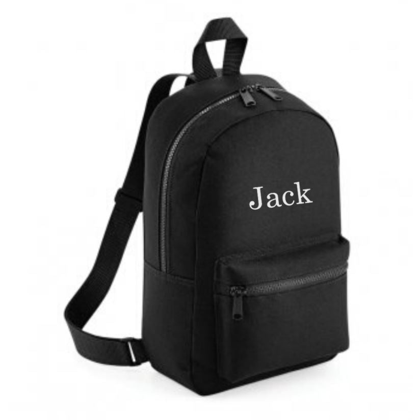 Embroidered Mini Black Backpack
