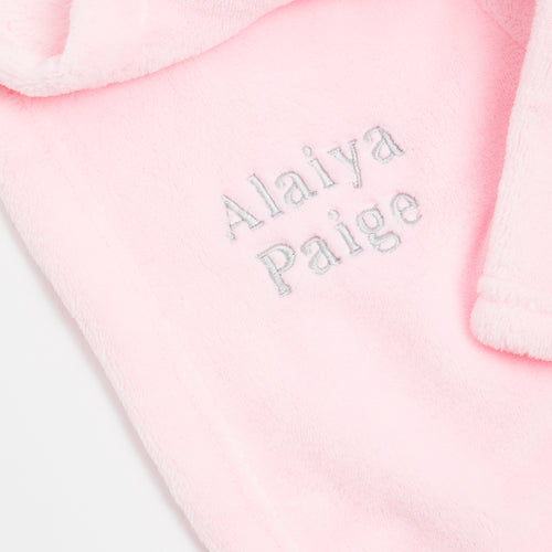 Embroidered Baby Pink Classic Dressing Gown