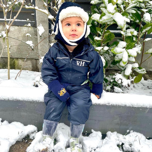 Embroidered Navy Puddle Suit