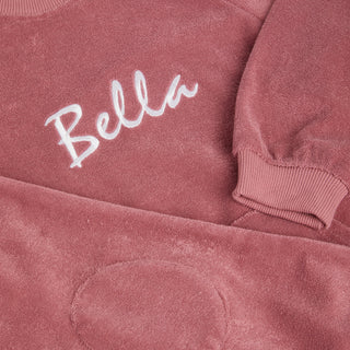 Embroidered Pink Towelling Cotton Lounge Set