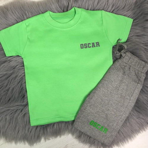 Personalised Lime Green & Grey Summer Set