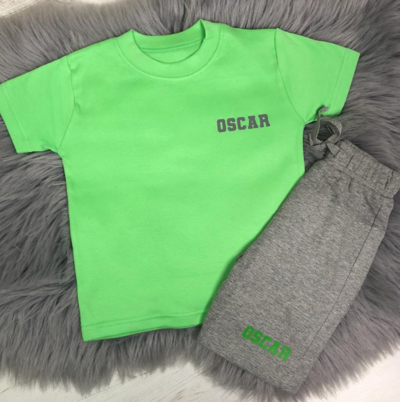 Personalised Lime Green & Grey Summer Set