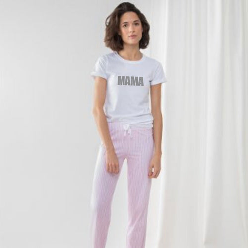 Personalised Ladies Pink Striped Pyjamas