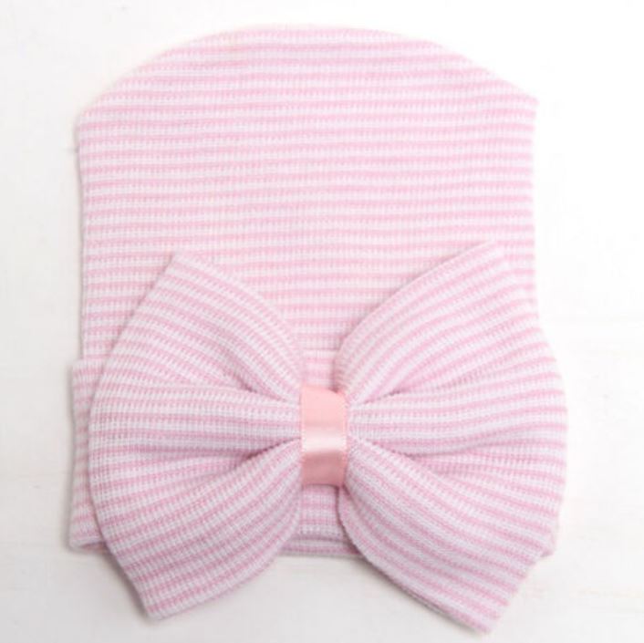 Pink Striped Bow Hat