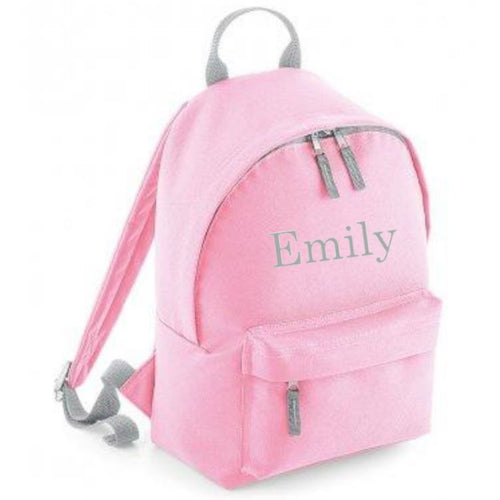 Personalised Pink Grey Mini Backpack