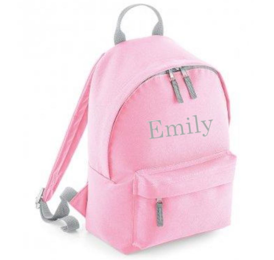 Personalised Pink Grey Mini Backpack