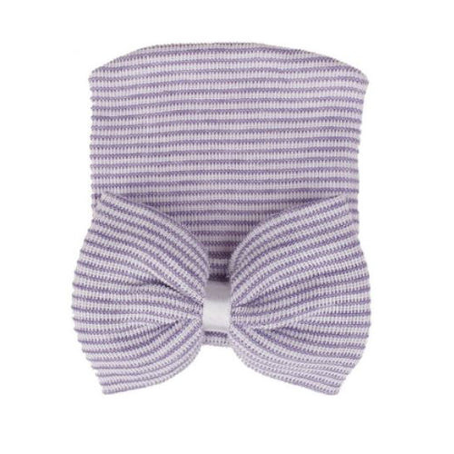 Purple Striped Bow Hat