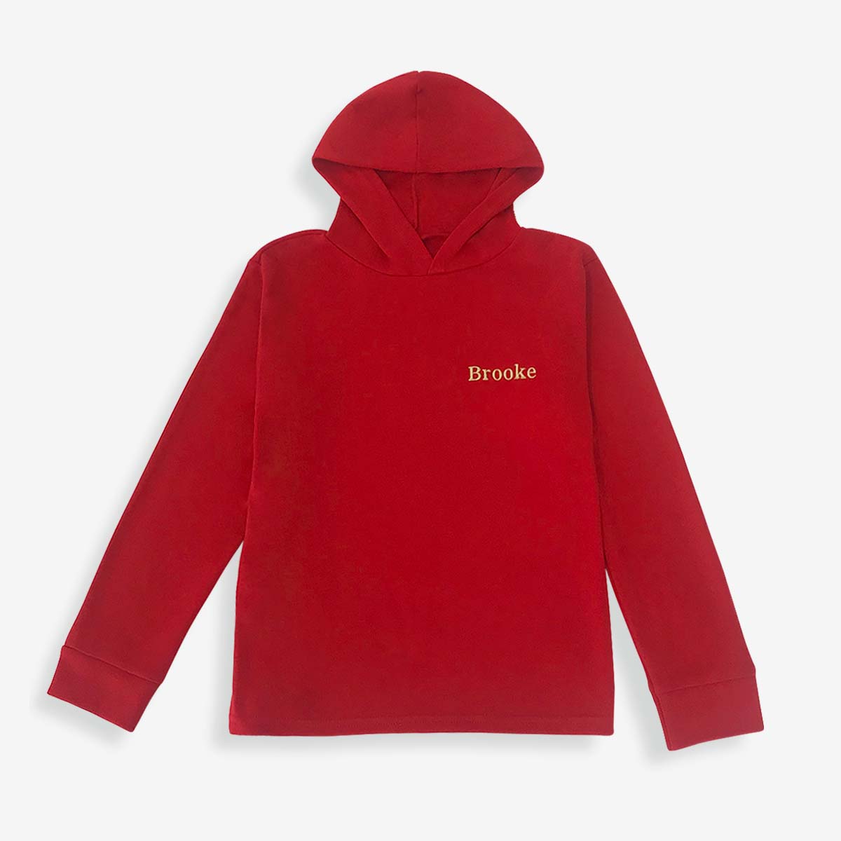 Embroidered Red Hooded Top