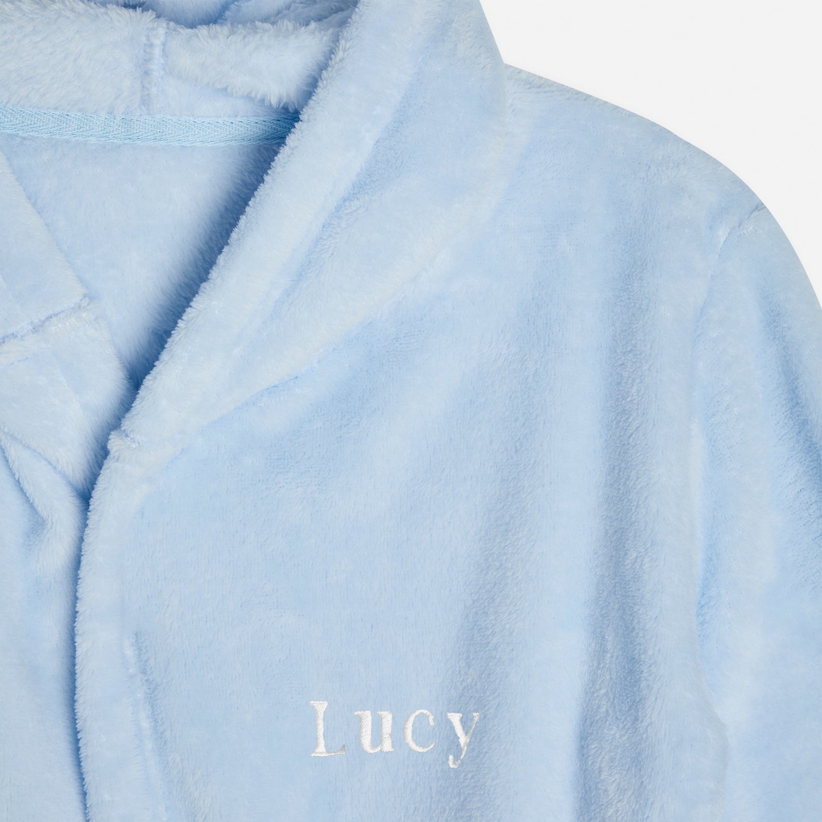 Embroidered Baby Blue Classic Dressing Gown
