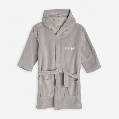 Embroidered Grey Classic Dressing Gown