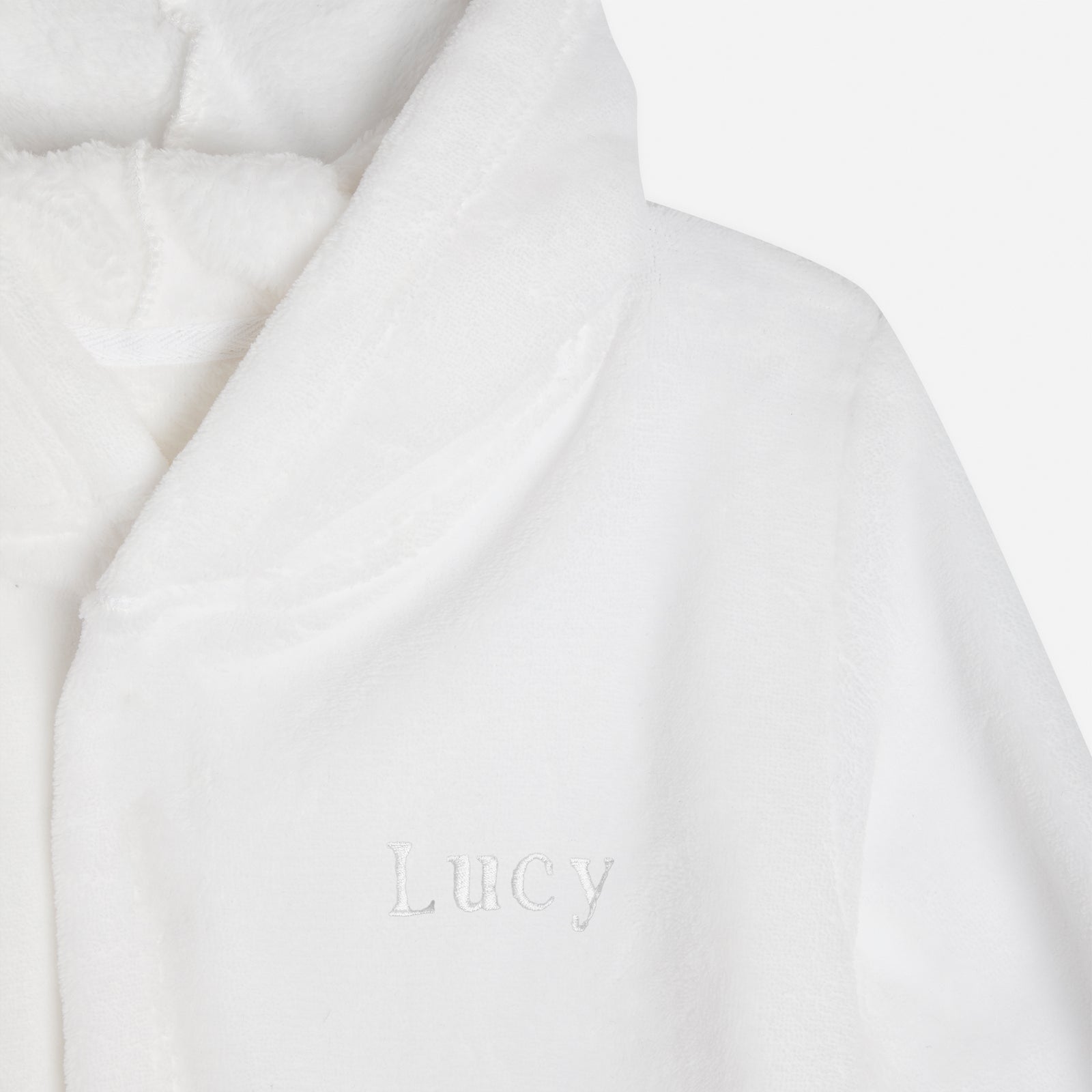 Embroidered White Classic Dressing Gown