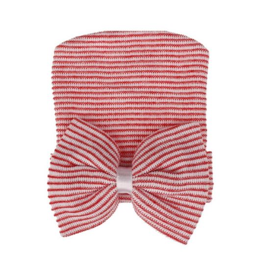 Red Striped Bow Hat