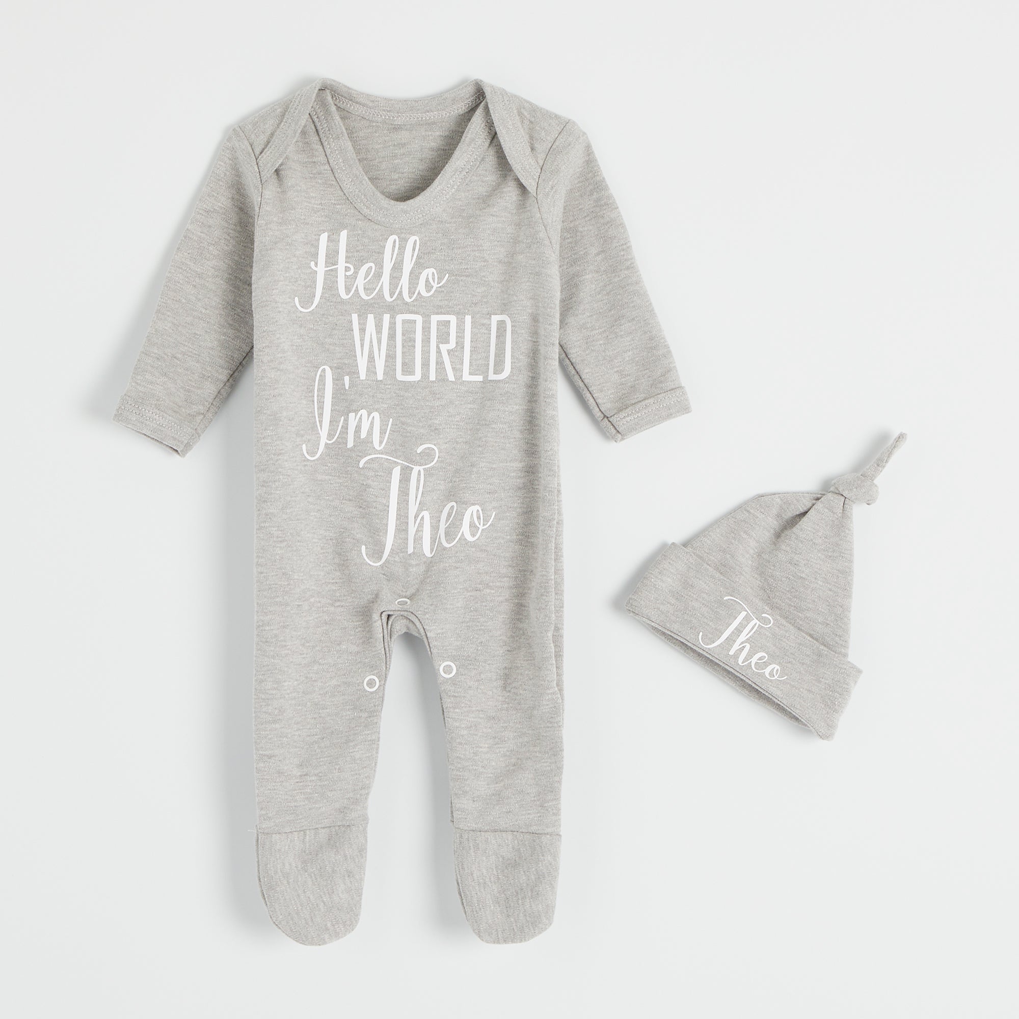 Hello World Babygrow Hat & Set