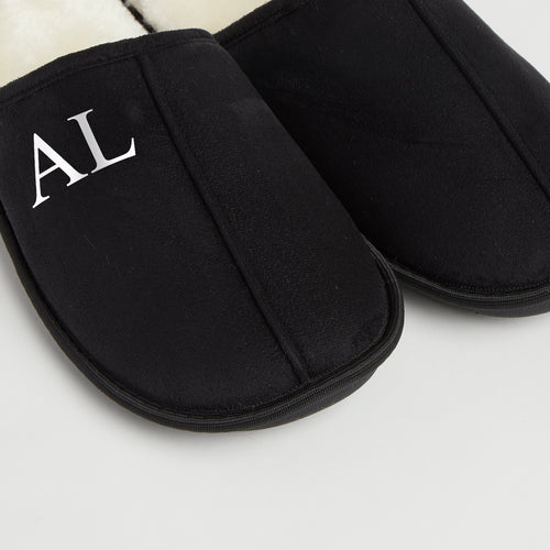 Personalised Mens Black Slippers