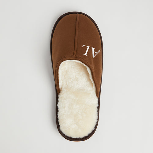 Personalised Mens Brown Slippers