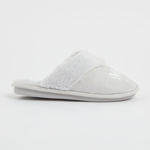 Personalised Ladies Grey Fur Slippers