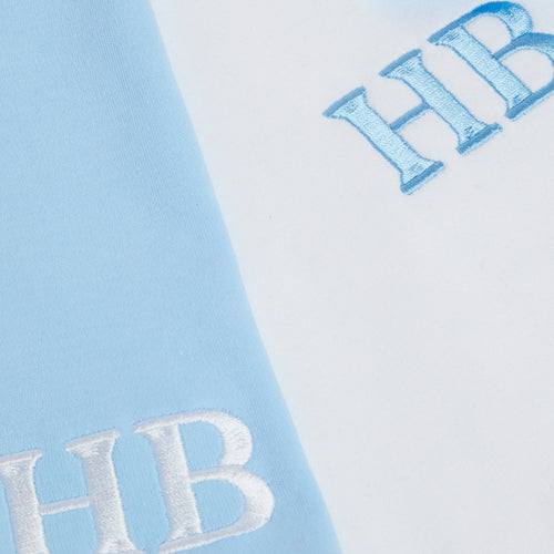 Embroidered Baby Blue & White Raglan Summer Set