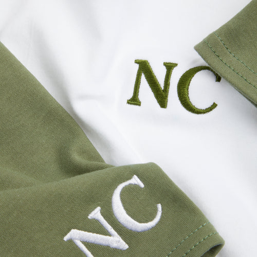 Embroidered Khaki & White Raglan Summer Set