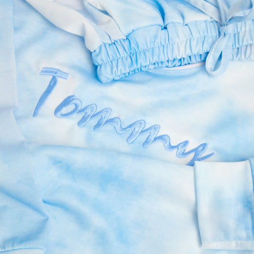 Embroidered Blue Tie Dye Lounge Set