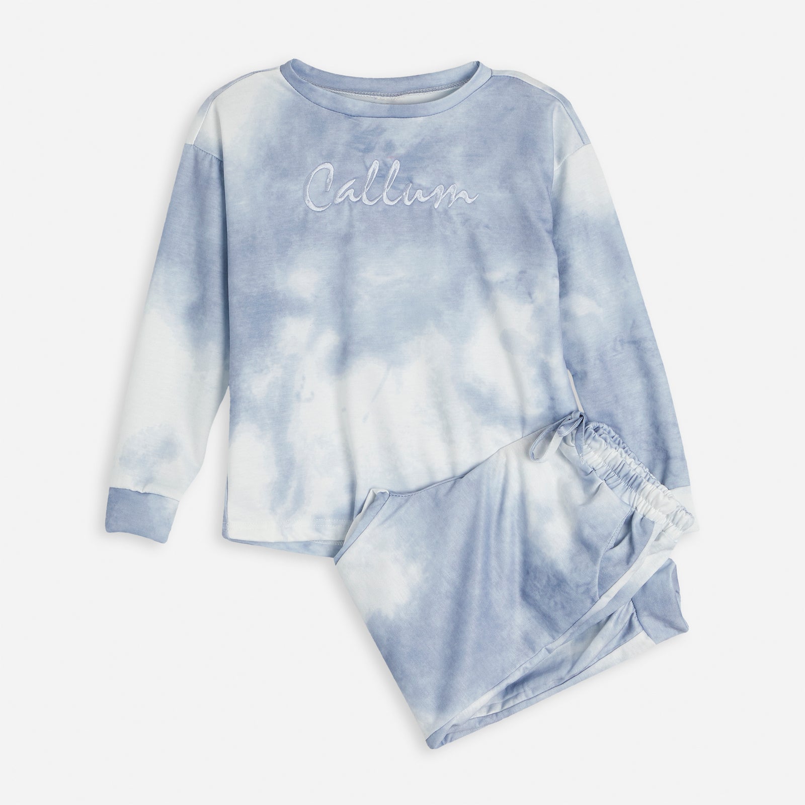 Embroidered Grey Tie Dye Lounge Set